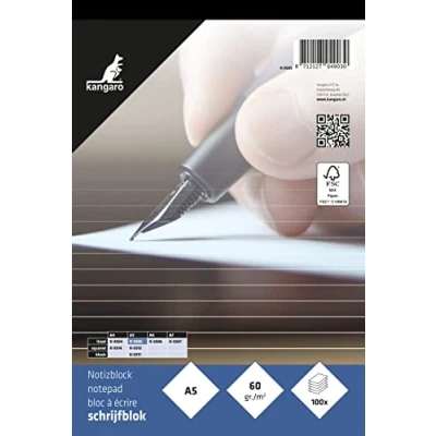 Abbildung von Kangaro Notizblock A5 liniert 60grs 100 Blatt, 14.8x21x0.9