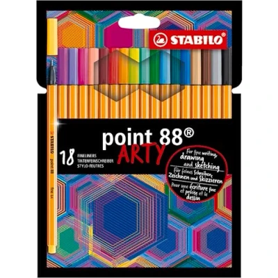 Abbildung von Fineliner STABILO point 88 ARTY 18er Pack mit 18 verschiedenen Farben