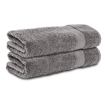 Abbildung von Komfortec 2er Handtücher 50x100 cm Set aus 100% Baumwolle, 470g/m², Frottee, Weich, Anthrazit Grau