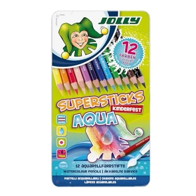 Abbildung von JOLLY Buntstift Supersticks Kinderfest AQUA, 12er Met.Etui