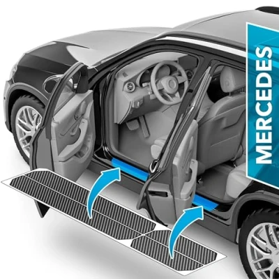 Abbildung von uProtect Auto Einstiegsleisten Schutz für Mercedes Benz V Klasse W447 I 2014 2024 Schutzfolie Autotür Zubehör Zierleisten Lackschutzfolie Carbon Schwarz