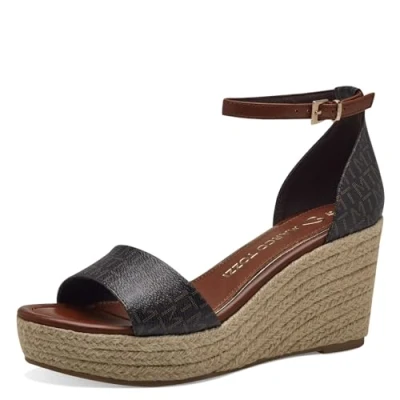 Abbildung von MARCO TOZZI Damen Sandalen mit Keilabsatz Verstellbarem Riemen Sommer, Braun (Mocca Comb), 39 EU
