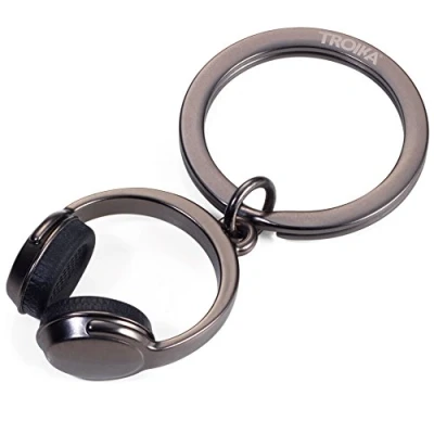 Abbildung von TROIKA HEADPHONE KR17 07/GM Schlüsselanhänger Kopfhörer Metallguss/Silikon Trend: Musik hören gunmetal grau das ORIGINAL von