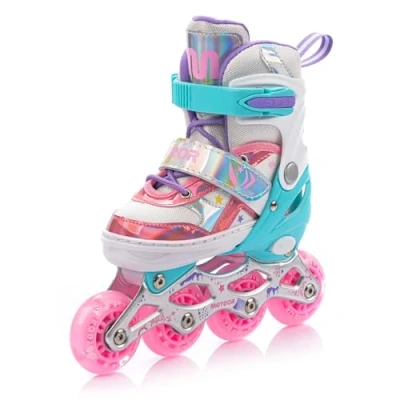 Abbildung von meteor® Inlineskates 4in1 Kinder Inliner Rollschuhe Roller Blades Quad Skates Carbon Verstellbar Schuh Big Wheels