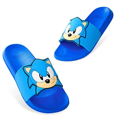 Abbildung von SONIC THE HEDGEHOG Badelatschen Sommer Badeschuhe für Jungen und Mädchen in der Größe 28 34 Hochwertige Badeschlappen Strand oder Zuhause Robuste Kinder Hausschuhe (Blau, numeric_32)