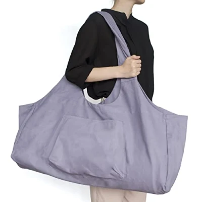 Abbildung von 3DTengkit Yogatasche Große Yogamattentasche, Canvas Yogamatten Einkaufstasche mit Innentasche Reißverschluss, passend für die meisten Mattengrößen (Violett)