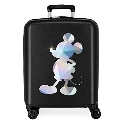 Abbildung von Disney 100 Special Shine Mickey Silver Kabinenkoffer, Schwarz, 40 x 55 20 cm, starres ABS, integriertes TSA Schloss, 38,4 l, 2,82 kg, 4 Doppelrollen, Handgepäck