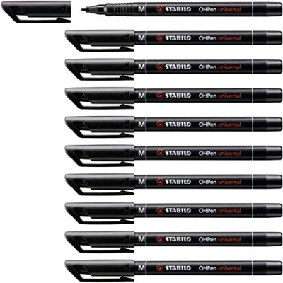 Abbildung von Folienstift STABILO OHPen universal permanent medium 10er Pack schwarz