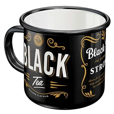 Abbildung von Nostalgic Art Retro Emaille Tasse, 360 ml, Black Tea Geschenk Idee für Tee Liebhaber, Camping Becher, Vintage Design