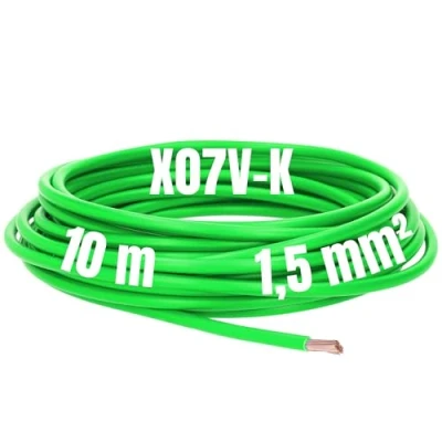 Abbildung von Kalitec 10 Meter X07V K 1,5 mm² grün Verdrahtungsleitung I Aderleitung flexibel PVC Einzelader Litze 1,5mm2 Verdrahtung feindrätig Einzelleitung Kabel eindrähtig Schaltdraht
