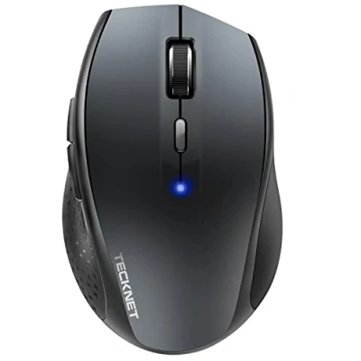Abbildung von TECKNET Maus Kabellos, Bluetooth Funkmaus, 3200 DPI Kabellose Mouse 6 Verstellbare Level, Ergonomische mit Batterieanzeige für Laptop Computer, iPad Pro, Windows Grau