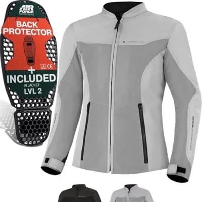 Abbildung von SHIMA OPENAIR LADY Motorradjacke Damen Leichte, Atmungsaktive Sommer Mesh Motorcycle Stadt Textiljacke Männer mit CE Schulter Ellbogen und Rückenprotektoren, Breitenverstellung (Grau, L)