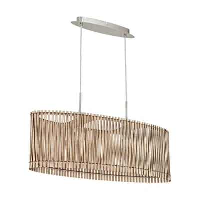 Abbildung von EGLO Hängeleuchte »SENDERO«, 2 flammig, Leuchtmittel E27 ohne Leuchtmittel, Hängelampe, Stahl in Nickel Matt, Holz Ahorn, Natur, E27, 77,5 cm