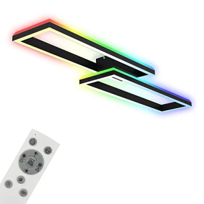 Abbildung von BRILONER Leuchten Deckenlampe RGB, Backlight Deckenleuchte LED, Dimmbar, Farbtemperatur einstellbar, LED Frame Fernbedienung, Schwarz