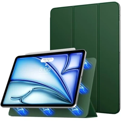 Abbildung von TiMOVO Hülle für iPad Air 11 Zoll (M2) 2024, 6./5./4. Generation (2024/2022/2020), Stark Magnetisch Trifold Ständer Hülle, Unterstützt Apple Pencil Pro/2nd/USB C Grauviolett