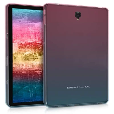 Abbildung von kwmobile Schutzhülle kompatibel mit Samsung Galaxy Tab S4 10.5 Hülle Silikon Tablet Cover Case Zwei Farben Pink Blau Transparent
