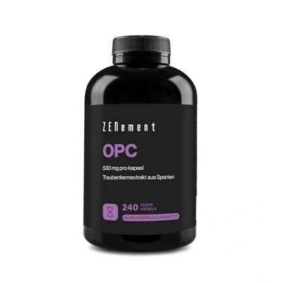 Abbildung von OPC Traubenkernextrakt 240 Kapseln Höchster Gehalt nach HPLC Laborgeprüftes aus spanischen Weintrauben 1060mg Extrakt mit 1050mg Vegan, ohne Zusätze Zenement