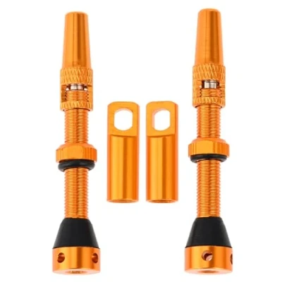 Abbildung von DRELD 2 Stück Fahrrad Tubeless 44mm, 1 Paar Presta Ventile, MTB Tublessventiel, Aluminiumlegierung, Ventilschaft (44mm Gold)