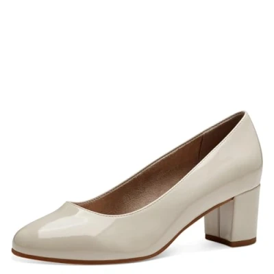 Abbildung von Jana Damen Pumps mit Blockabsatz Vegan, Weiß (Ivory Patent), 37 EU