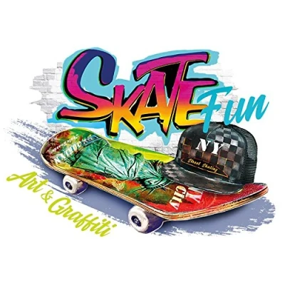 Abbildung von Ideen mit Herz Color Bügeltransfers, DIN A4, Sport &amp; Hobby Textilien wie T Shirts Taschen Bügelmotiven verzieren Transfer Bilder schnell einfach aufbügeln DIY Textildesign (Skate Fun)