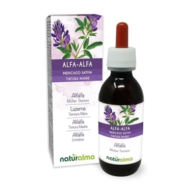 Abbildung von Alfalfa oder Luzerne (Medicago sativa) Kraut mit Blüten Alkoholfreier Urtinktur Naturalma Reich an natürlichem Chlorophyll Flüssig Extrakt Tropfen 120 ml Nahrungsergänzungsmittel Veganer