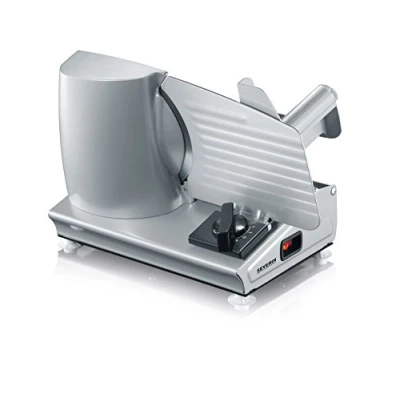 Abbildung von SEVERIN Allesschneider für Brot, Aufschnitt oder Käse, Brotschneidemaschine mit stufenlos einstellbarer Schnittstärke, Aufschnittmaschine Fingerschutz, silber, AS 3915