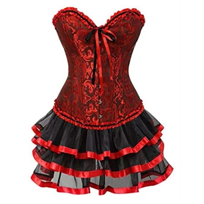 Abbildung von KUOSE Moulin Rouge Gothic Corsagenkleid Korsett Spitenrock Übergrößen S 6XL