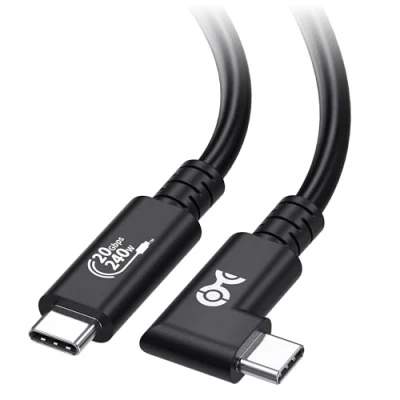 Abbildung von Cable Matters [USB IF Certified] 20Gbps Right Angle USB 4 2m, with 8K Video, 240W Charging, Compatible Thunderbolt Cable, iPhone 15 Pro Max, Apple Vision Pro, MacBook, XPS, Surface