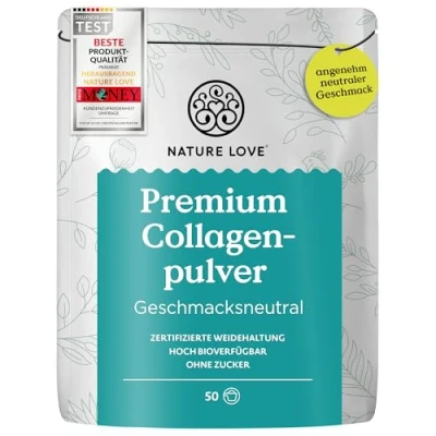Abbildung von NATURE LOVE® Premium Collagen Pulver 500g Kollagen Peptide Type 1 und 3 von Rindern aus Weidehaltung Geschmacksneutral ohne Zuckerzusatz &amp; Süßungsmittel