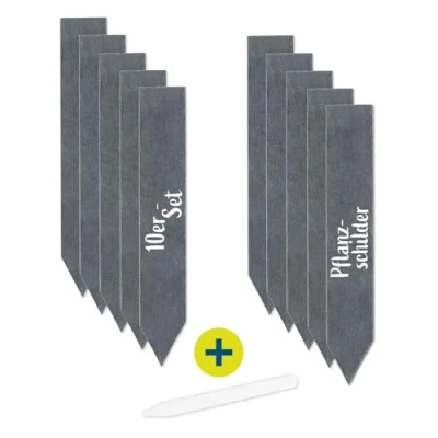 Abbildung von Hoberg Schiefer Pflanzschilder 10er Set Robuste Schieferplatten für Garten, Kräuterbeet &amp; Hochbeet Wetterfest, langlebig ideal Gewächshaus 15x2,5cm [schwarz]