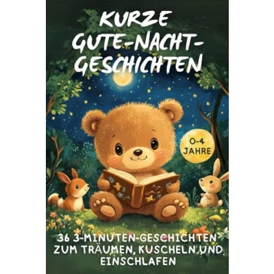 Abbildung von Kurze Gute Nacht Geschichten: 3 Minuten Vorlesegeschichten zum Vorlesen. Entspannende und lehrreiche Geschichten für Babys Kinder, illustriert mit süßen Tieren.