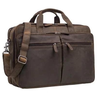 Abbildung von STILORD Gigantus&#039; Ledertasche, Herren, XXL, Lederhandtuch, Lehrertasche, Business Tasche, Umhängetasche, Damen, Colorado Braun, XL, Koffer