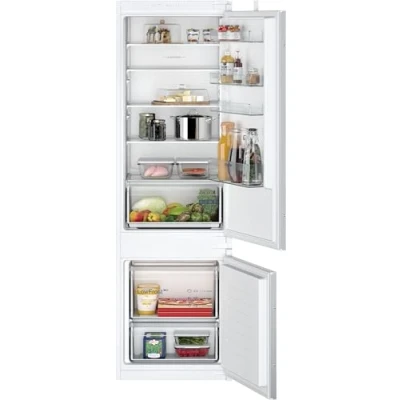 Abbildung von SIEMENS KI87VNSE0, iQ100, Einbau Kühl Gefrier Kombination, 177,5 x 56 cm Nische, 200 L Kühlen + 70 Gefrieren, Made in Germany, lowFrost, längere Frische mit freshBox, sehr Leise, Schleppscharnier