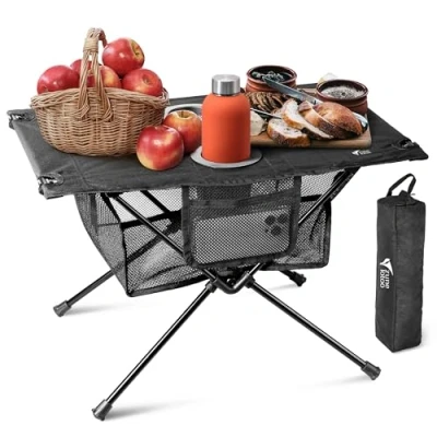 Abbildung von Zune Lotoo Campingtisch Klappbar, Klapptisch Camping Klein mit Netztasche und Tragetasche, Kompakter Tisch Faltbar Leicht für Outdoor Wandern Rucksäcke Angeln (60 x 40 cm)