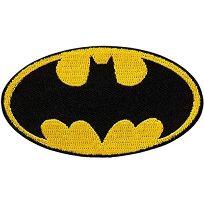 Abbildung von Monoquick Kids and Hits aufbügelbar Batman Logo farbig 1 St gelb schwarz