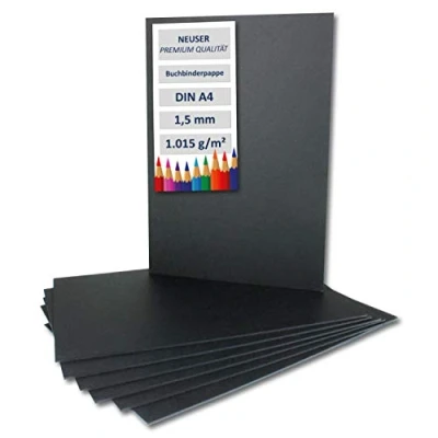 Abbildung von 10x Buchbinderpappe DIN A4 in Schwarz, Stärke: 1,5 mm, Grammatur: 1.015 g/m²