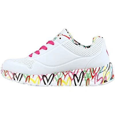 Abbildung von Skechers Mädchen Uno Lite Lovely Luv Sneaker, White Synthetic H. Pink Trim, 28.5 EU