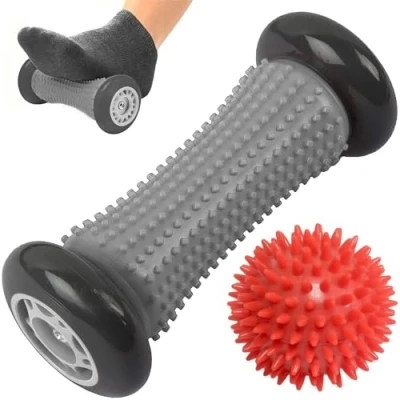 Abbildung von ROMIX Fußmassageroller, Triggerpunkt Fußmassagegerät zur Linderung von Schmerzen und Stressreduzierung, Fussmassagegerät Therapie, Fussmassageroller für Muskel Entspannung Fuß, Arme Hände Massage