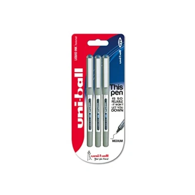 Abbildung von Uni ball 153486302 UB 157ye Fine Kugelschreiber, Super Tinte, 0.7 mm Spitze, 3 Stück blau