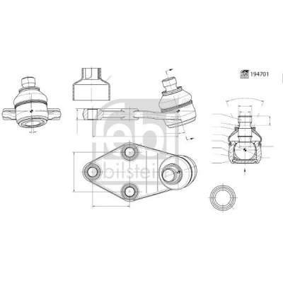 Abbildung von FEBI BILSTEIN 194701 Traggelenk Vorderachse rechts 18mm MG: ZS SUV 1.5 VTi, EV, 1.3 T, 1.0 T GDi 2017