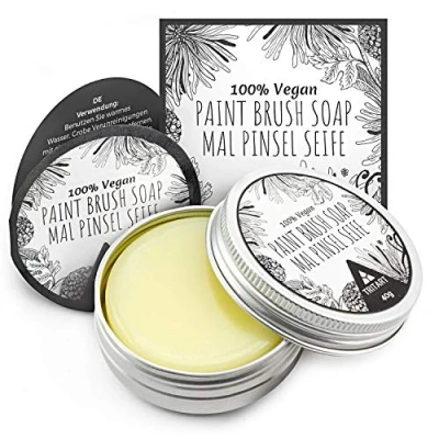 Abbildung von Tritart Pinselreiniger für Acrylfarbe und Aquarell Künstlerseife Malpinsel Reiniger 40g vegane Pinselseife Künstler