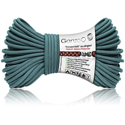 Abbildung von Ganzoo Paracord 550 Seil / 4mm Nylon/Polyester/Typ Hybrid/Armband Hunde Leine/Hunde Halsband 250Kg. Bruchlast/Outdoor Rope/Camping Schnur/Allzweckseil 30 Meter/Neon Orange