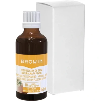 Abbildung von Browin Natürliches flüssiges Lab 411207, 50 ml, für Kuh, Schafs und Ziegenmilch 105 260 L, große Ergiebigkeit, einfache Dosierung, Flüssigkeit