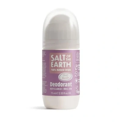 Abbildung von Salt of the Earth Deodorant Roll On by Earth, Peony Blossom Refillable, Vegan, Long Lasting Protection, Leaping Bunny Approved, Made in UK 75ml