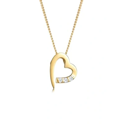 Abbildung von Elli DIAMONDS Halskette Damen Herz Anhänger mit Diamanten (0.04 ct.) in 585 Gelbgold