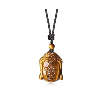 Abbildung von COAI Geschenkideen Buddha Kopf Anhänger aus Tigerauge Gelb Buddhistische Glückskette für Damen und Herren