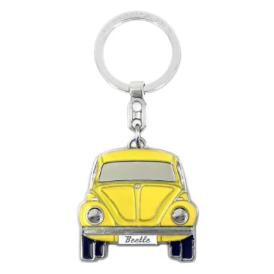 Abbildung von BRISA VW Collection Volkswagen Emaillierter Metall Schlüssel Anhänger Ring Schlüsselbund Accessoire Keyholder im Käfer/Beetle Design (Front/Gelb)