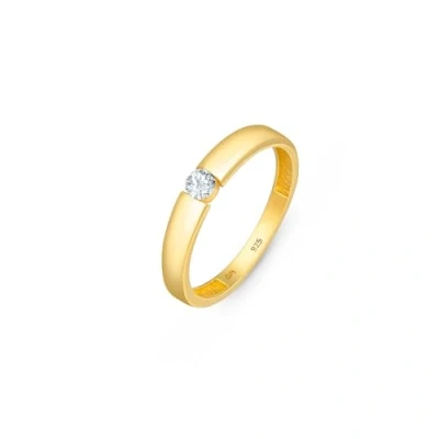 Abbildung von Amberta Damen Hochzeit Ringe aus 925 Sterlingsilber Solitär Verlobungsring Zirkonia Ring Silber 925: Eheringe VergoldetRing Grösse 50