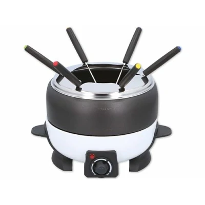 Abbildung von Cuisinier Deluxe Fondue Set 6 Personen Elektrisch Edelstahl Fleischfondue Käsefondue Schokofondue Schwarz und Weiß