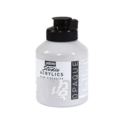 Abbildung von Pébéo Acrylic Fine Studio Acrylics Acrylfarbe für Künstler Farbe Profis und Anfänger Leuchtende pigmentierte Grau Neutral 500 ml